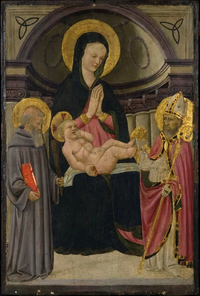 Virgin and Child Enthroned with Saint Benedict and a Bishop Saint, by Apollonio di Giovanni