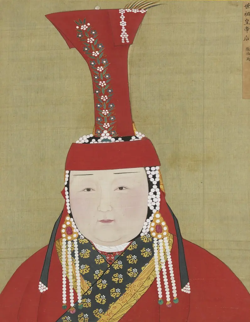元代后半身像册-世祖皇帝后 彻伯尔, by Araniko