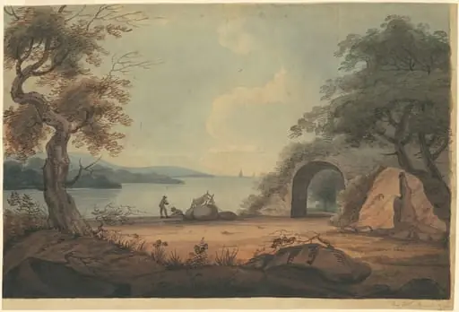 Mending Nets on the Hudson River, New York, by Archibald Robertson