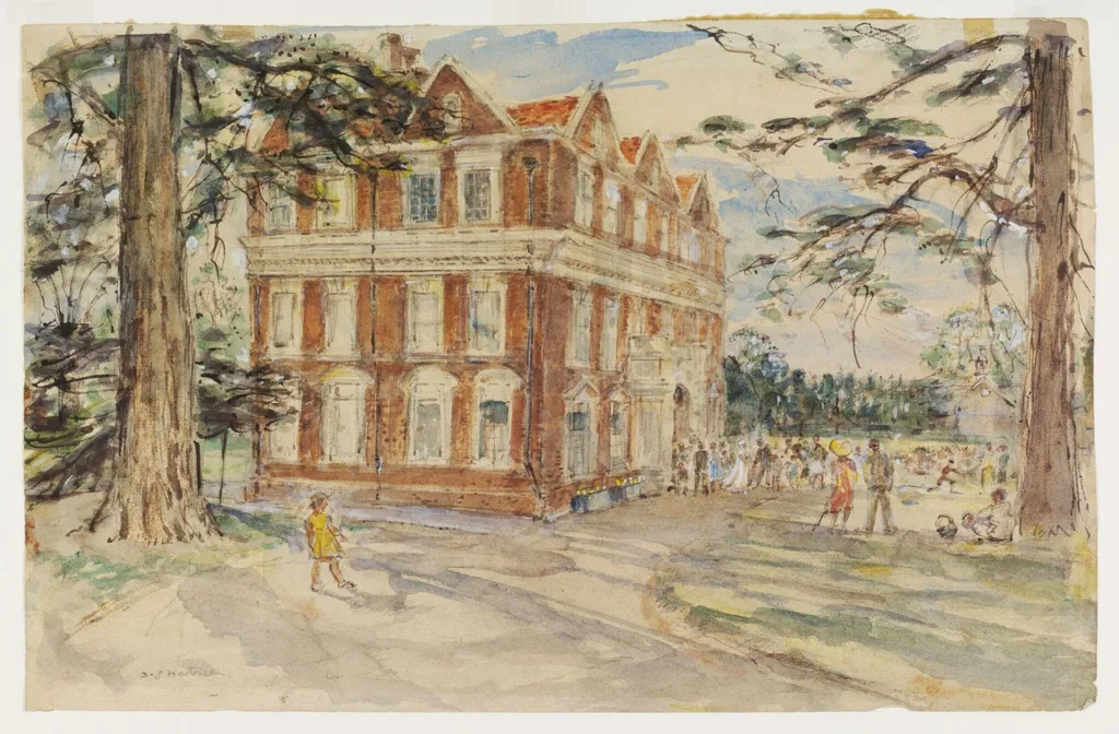 Boston House (Boston Manor Park) Brentford, by Archibald Standish Hartrick, watercolor, 1940