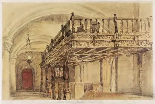 Music Gallery, St. Michael's Church, Bishop's Cleeve, by Archibald Standish Hartrick