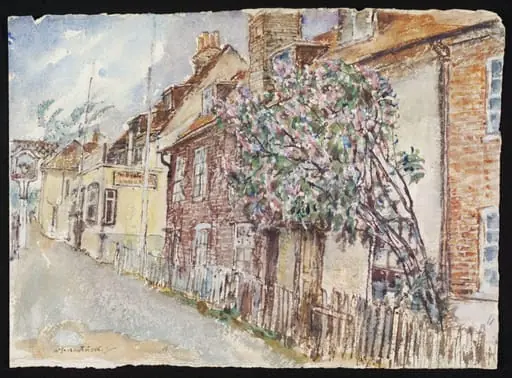 The Bull Inn and Cottages, Strand-on-the-Green, Chiswick, by Archibald Standish Hartrick
