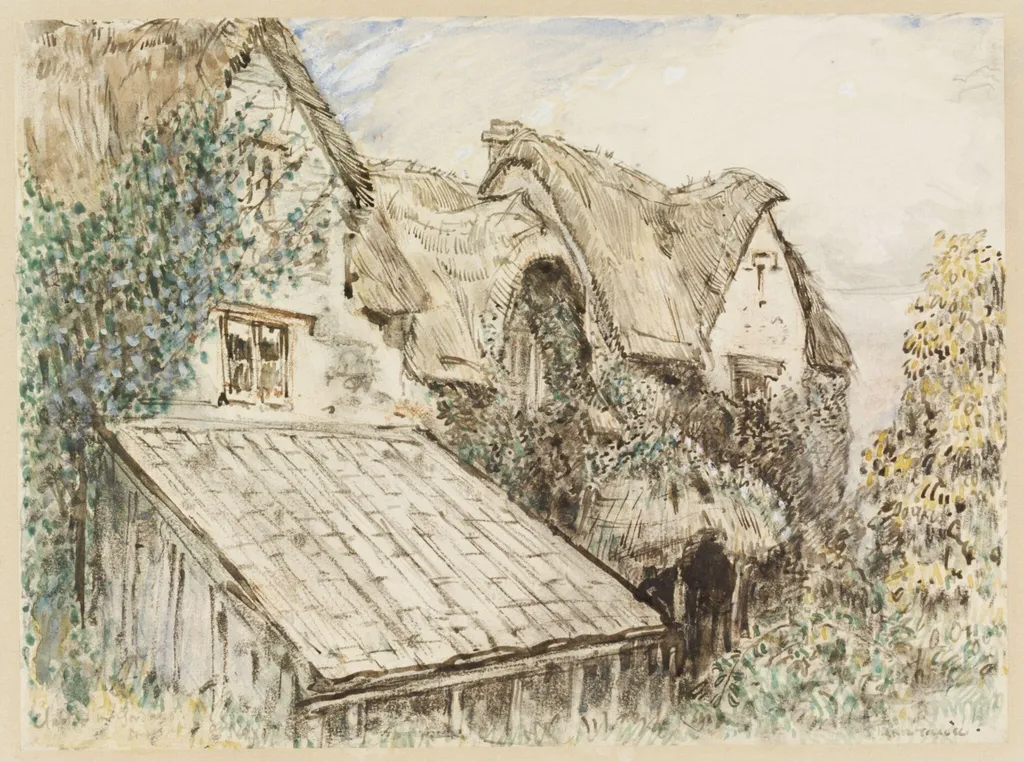 "The Haunted Manor," Clapton-in-Gordano, by Archibald Standish Hartrick, watercolor, 1940