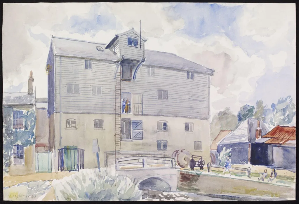 The Mill, Lemsford, by Archibald Ziegler, watercolor, 1941
