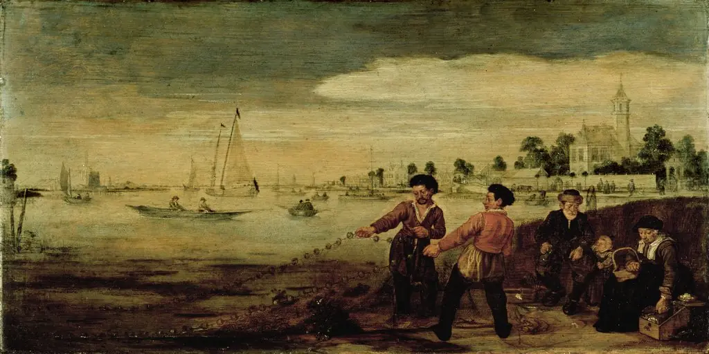 Fisherman on the bank of the Amstel near the Pauwentuin, Amsterdam