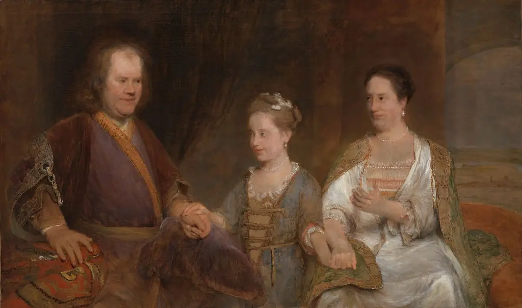 Portrait of Hermanus Boerhave (1668-1738), professor of medecine at the university of Leiden, with his wife Maria Drolenvaux (1686-1746) and their daughter Johanna Maria (1712-91), by Arent de Gelder