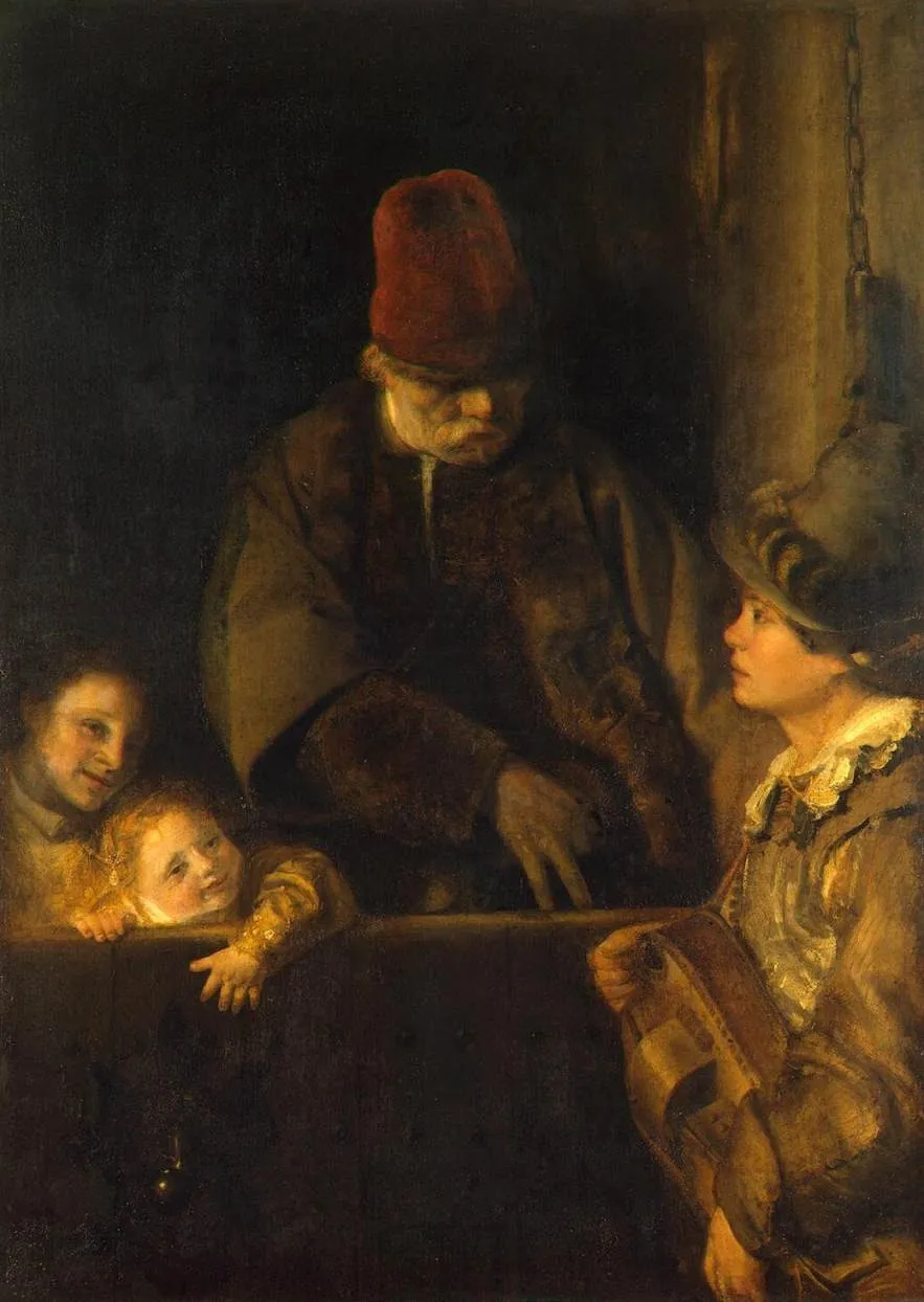 Wandering Musician, by Arent de Gelder, oil, 1696