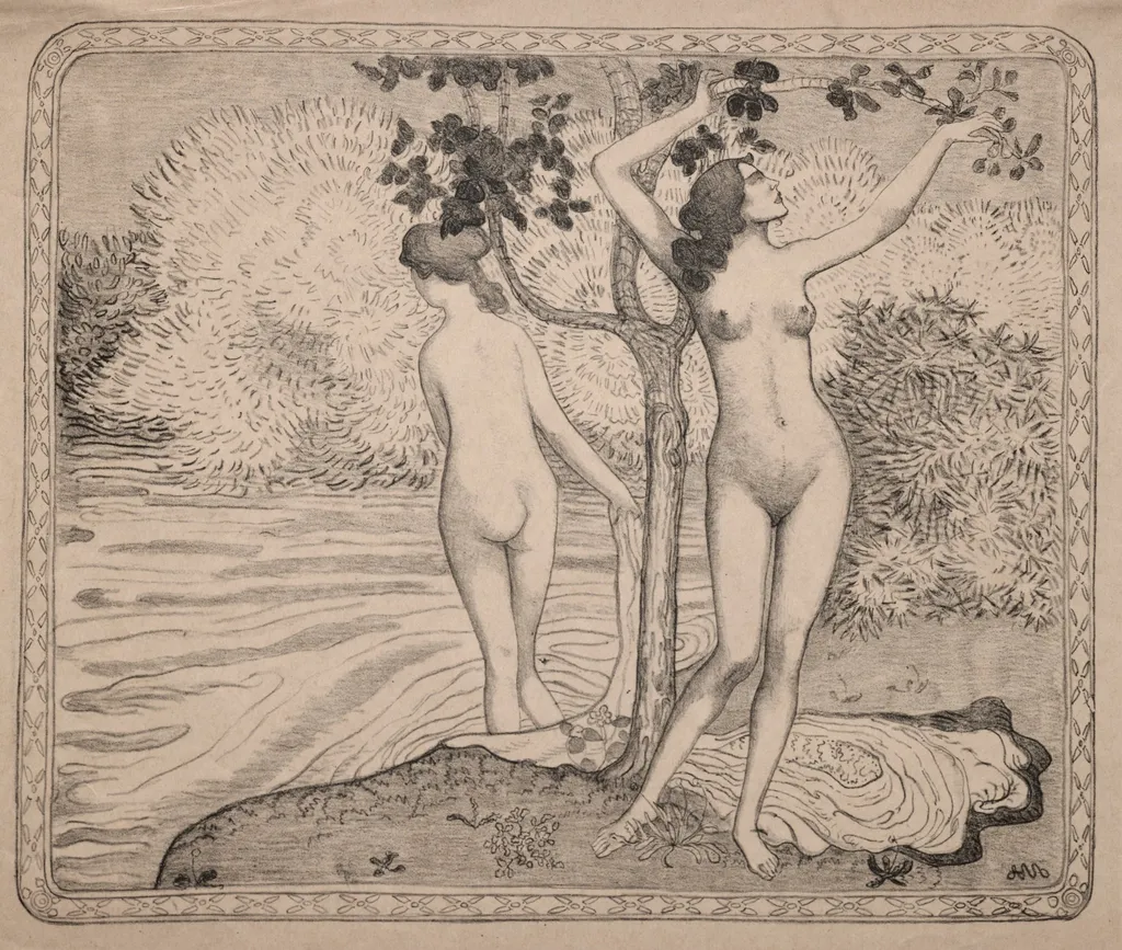 Two Bathers under a Tree at the Water's Edge, by Aristide Maillol, 1895