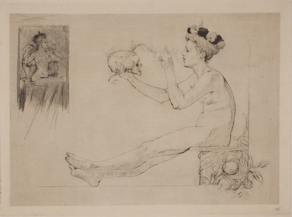 La Coquetterie, by Armand Rassenfosse, ink, 1895