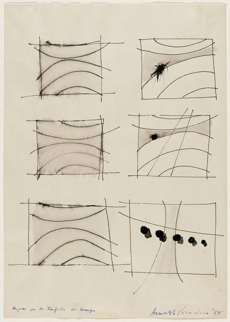 Untitled, by Arnaldo Pomodoro, ink, 1958