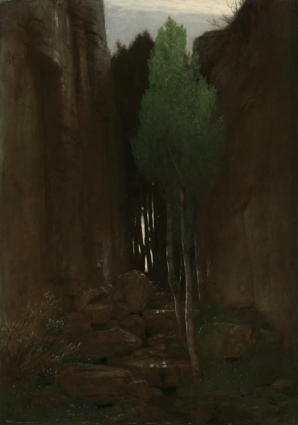 A Spring in a Narrow Gorge, by Arnold Böcklin, oil, 1891