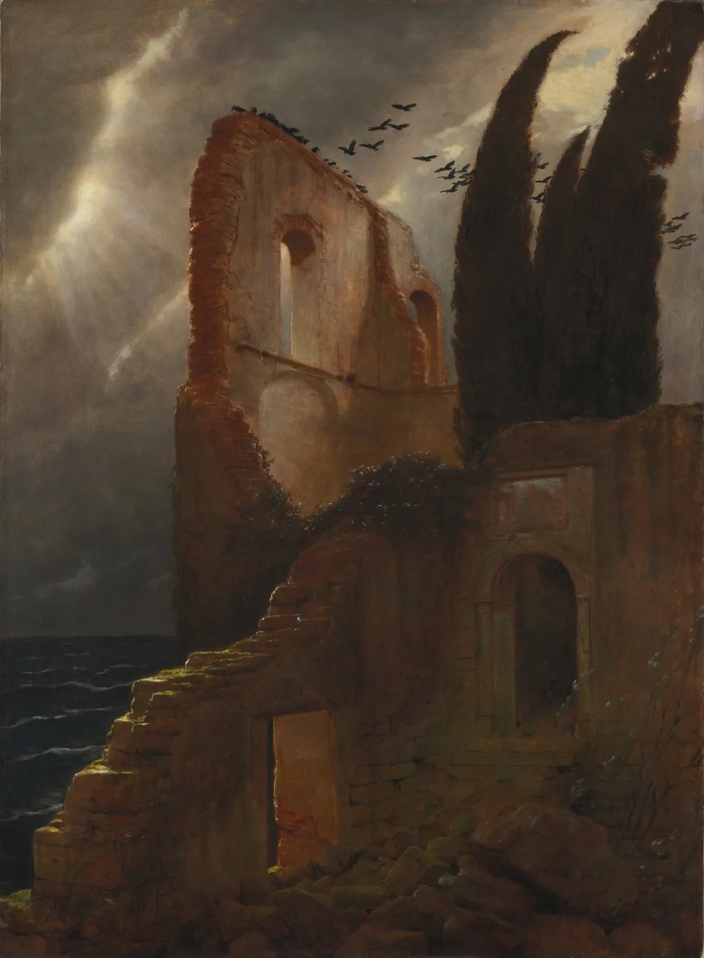 Ruin by the Sea, by Arnold Böcklin, oil, 1891