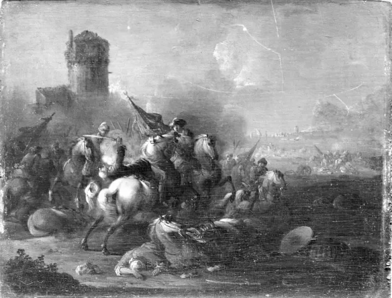 Cavalry Skirmish, by Arnold Frans Rubens, unspecified, 1714