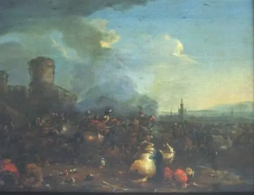Luptă de cavalerie lângă un castel, by Arnold Frans Rubens