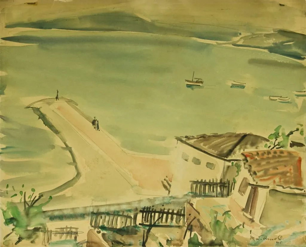 Balcic; Peisaj panoramic (verso), by Arnold Max Wexler, unspecified, 1945