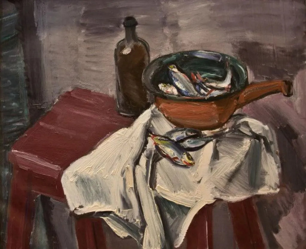Natură statică cu pești, by Arnold Max Wexler, unspecified