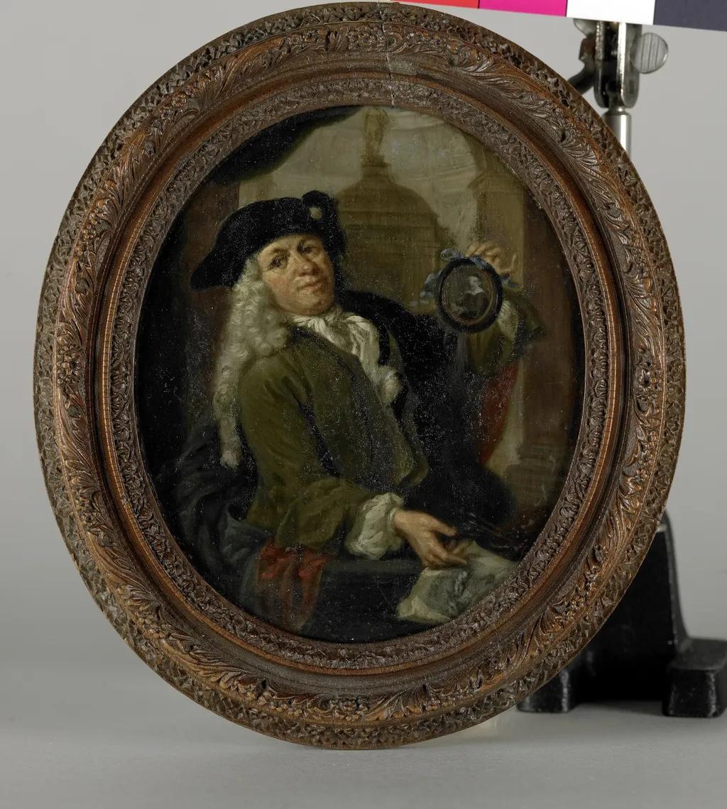 Portrait of Arnoud van Halen, Painter, Printmaker, Poet and Collector in Amsterdam, by Arnoud van Halen, oil, 1728