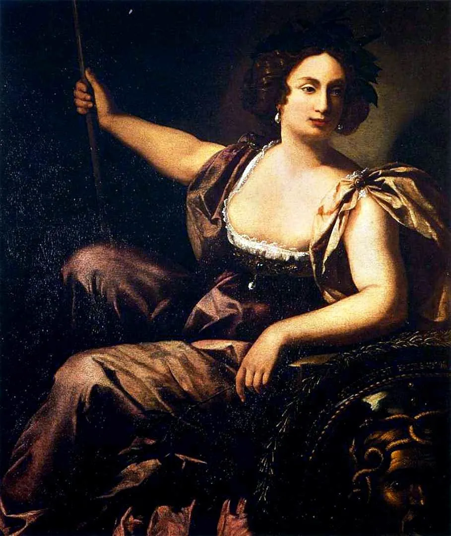 Minerva, by Artemisia Gentileschi, oil, 1635