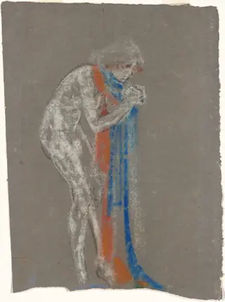 Woman with Red and Blue Scarf, by Arthur B. Davies