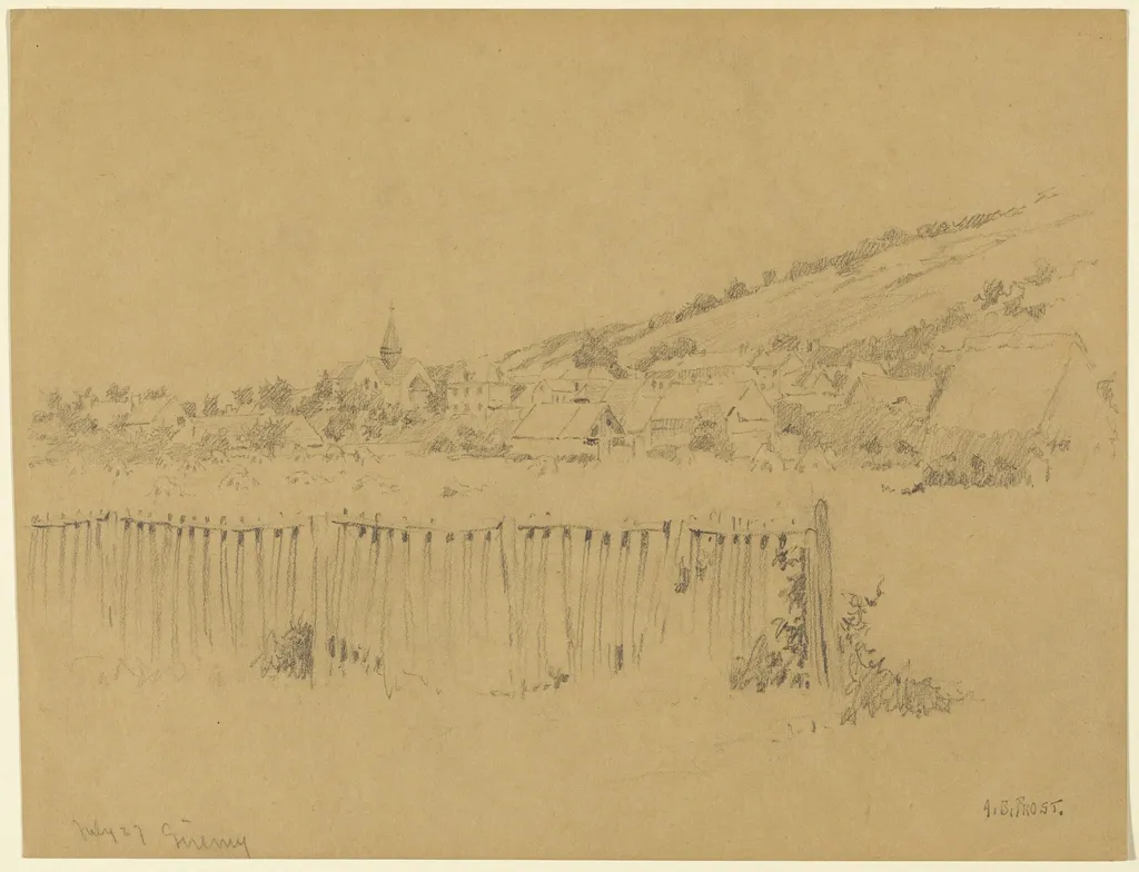 View of Giverny, by Arthur B. Frost, graphite, 1908