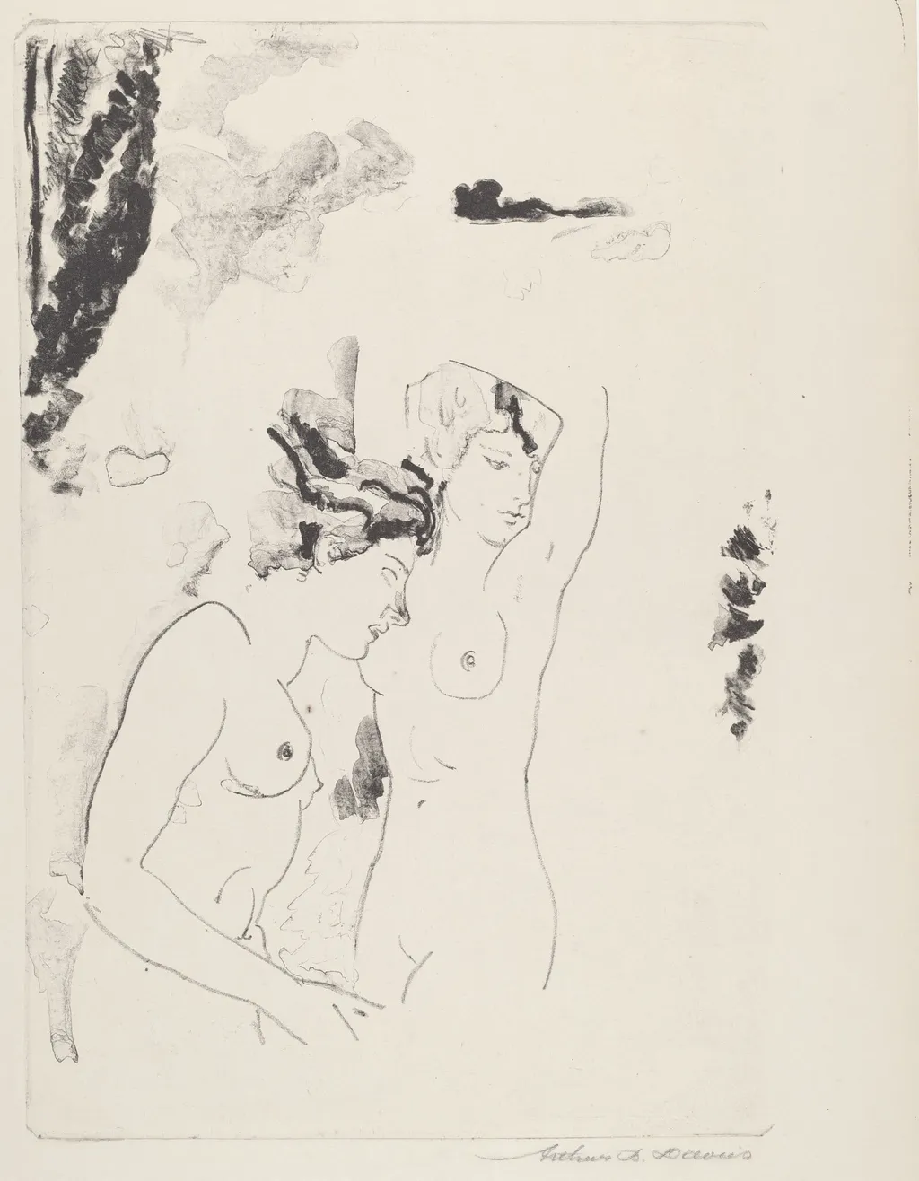 Nymphs of the Stream, by Arthur Bowen Davies, ink, 1920