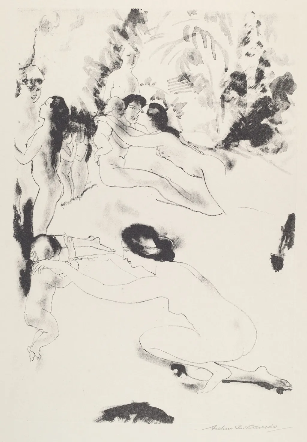 Orchard of Bounties, by Arthur Bowen Davies, ink, 1920