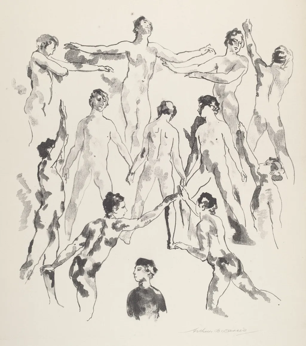 Twelve Men, by Arthur Bowen Davies, ink, 1921