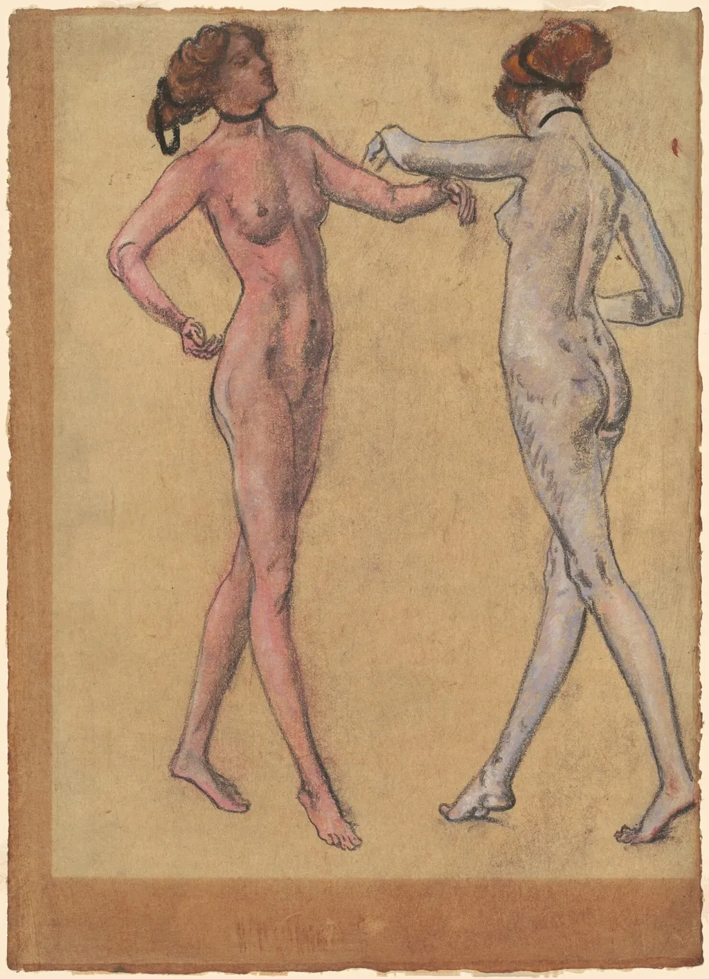 Two Views of a Dancing Nude, by Arthur Bowen Davies, pastel, 1922