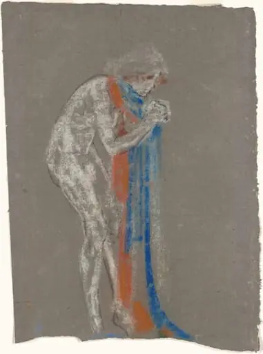 Woman with Red and Blue Scarf, by Arthur Bowen Davies
