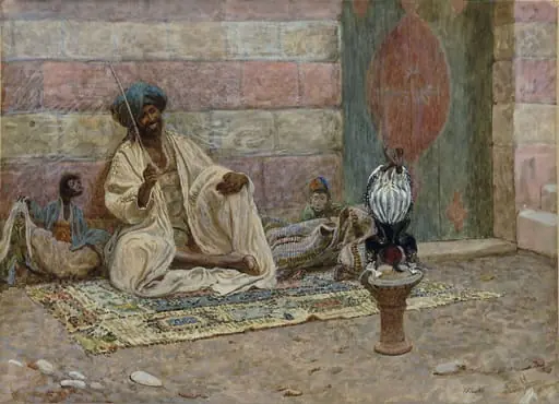 An Oriental, with performing monkeys, by Arthur Boyd Houghton