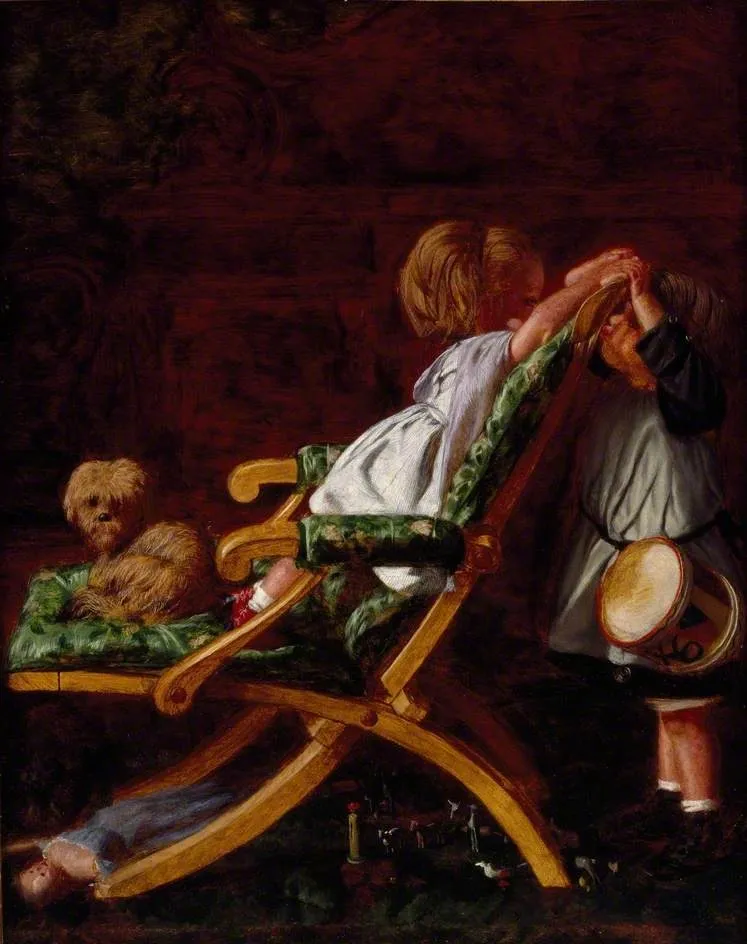 Playmates, by Arthur Boyd Houghton, oil, 1867