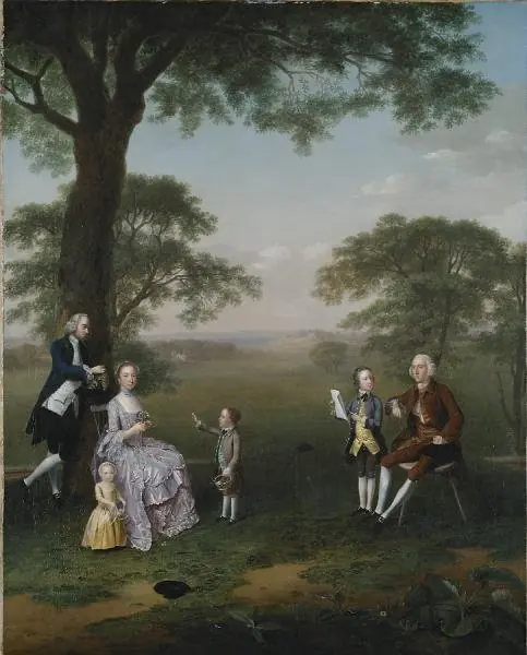The Clavey family in their garden at Hampstead, by Arthur Devis