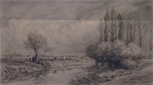 Landscape with river and cattle, by Arthur Ditchfield
