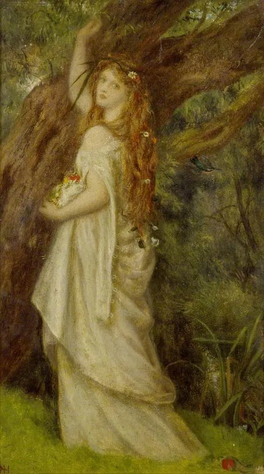 Ophelia, by Arthur Hughes, oil, 1863