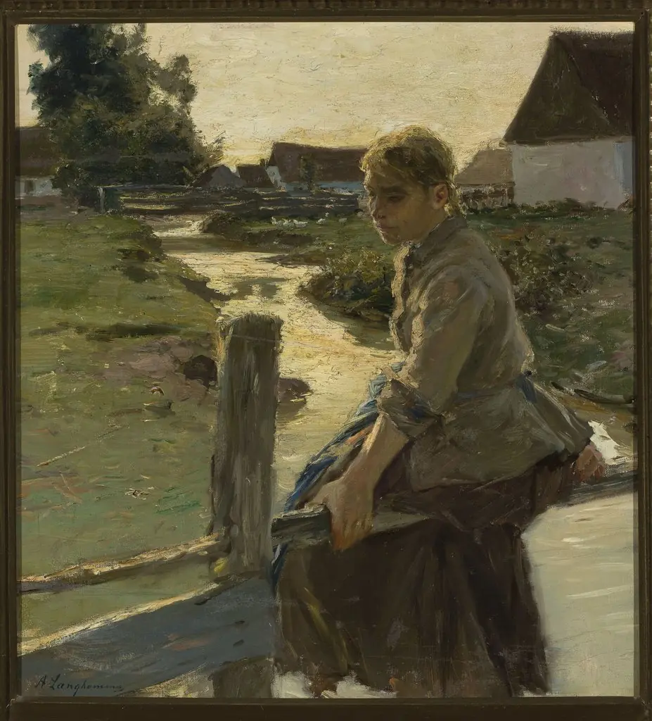 Girl at a creek, by Arthur Langhammer