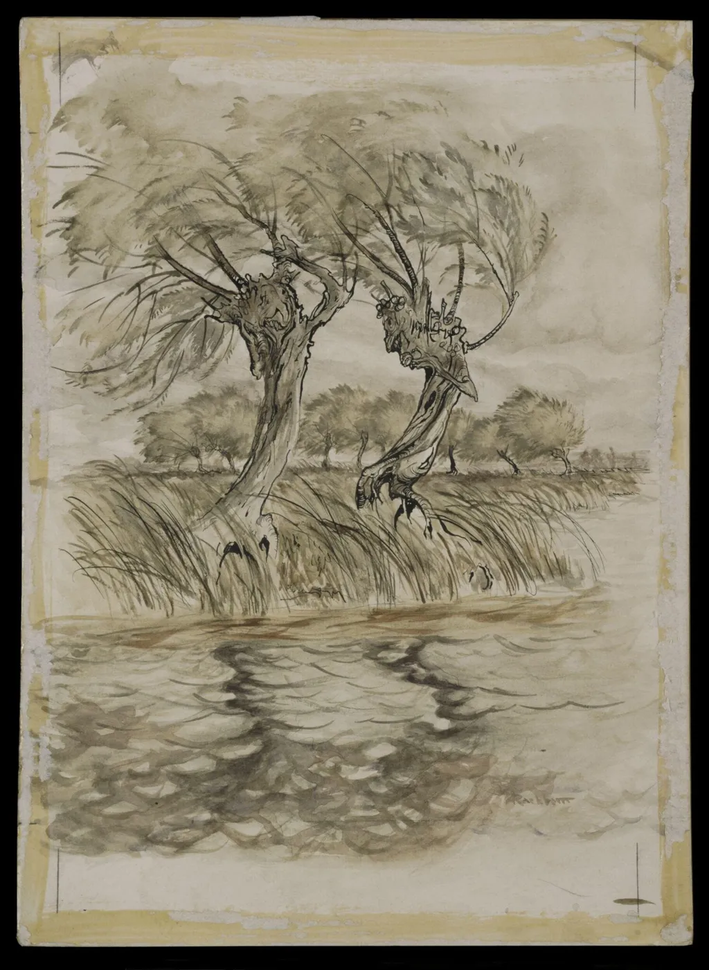 Illustration for Wind in the Willows, by Arthur Rackham, watercolor, 1939