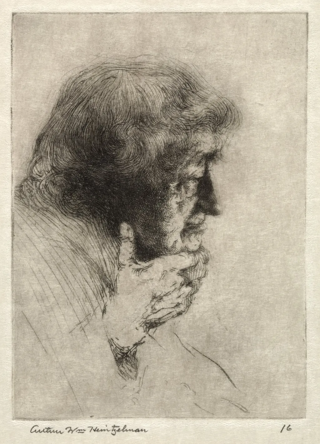 Old Man Thinking, by Arthur William Heintzelman, 1917
