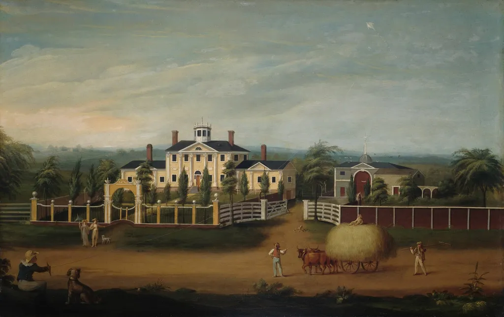 New England Country Seat, by Artist unknown, oil, 1810