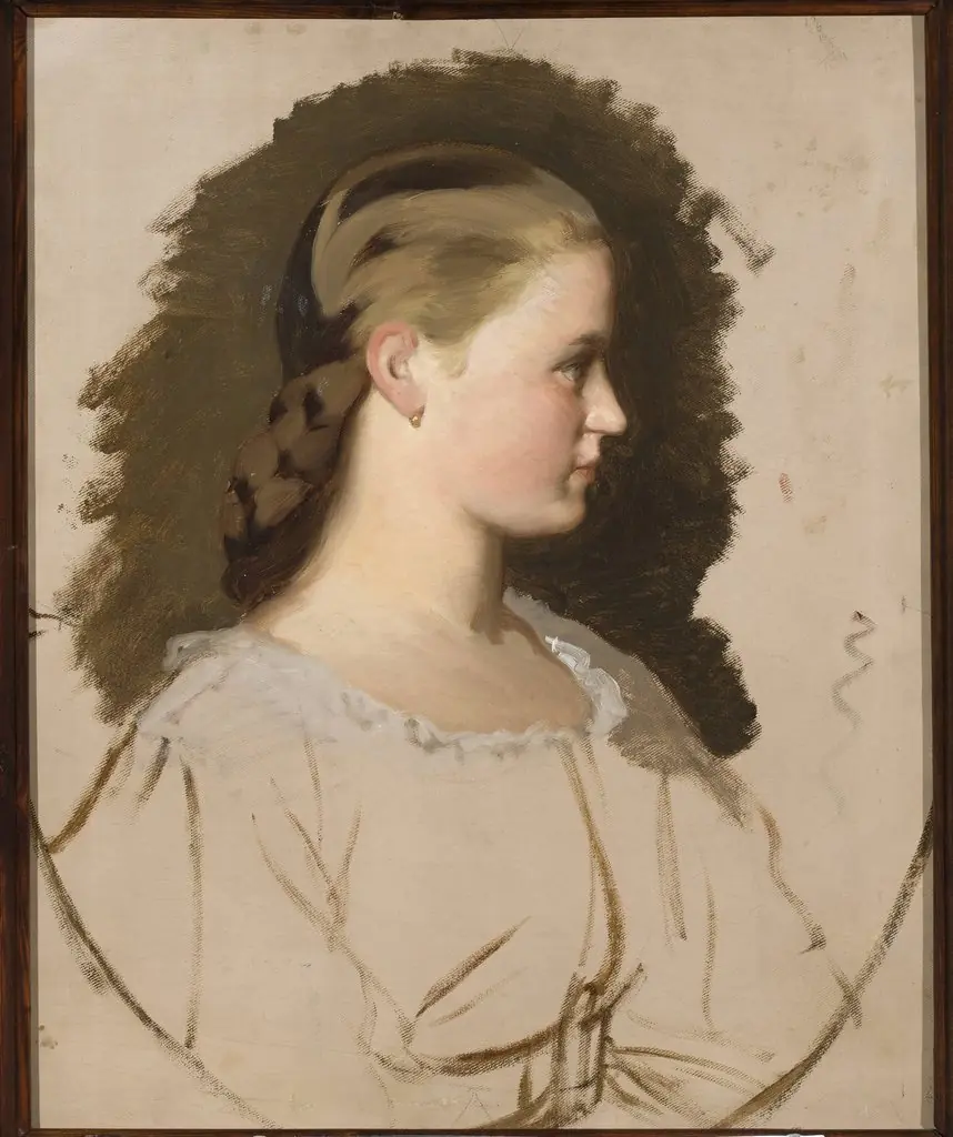 Portrait of Klementyna Szembek née Dzieduszycka, sketch, by Artur Grottger