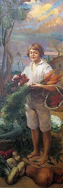 Menino com legumes, by Artur Timóteo da Costa