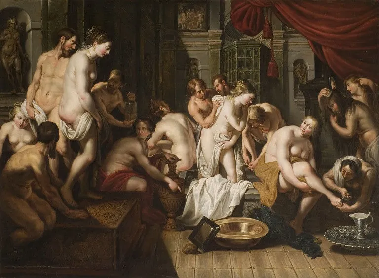 Esther's Toilet in the Harem of Ahasuerus, by Artus Wolffort, oil, 1620