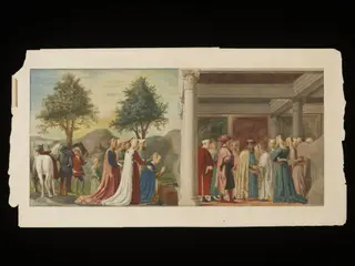 Arundel Society watercolour, Copy after the painting St Helena Finds the True Cross, by Piero  della Francesca in San Francesco, Arezzo