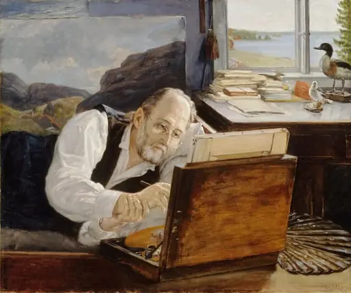 Ferdinand von Wright työssään, by Arvid Liljelund