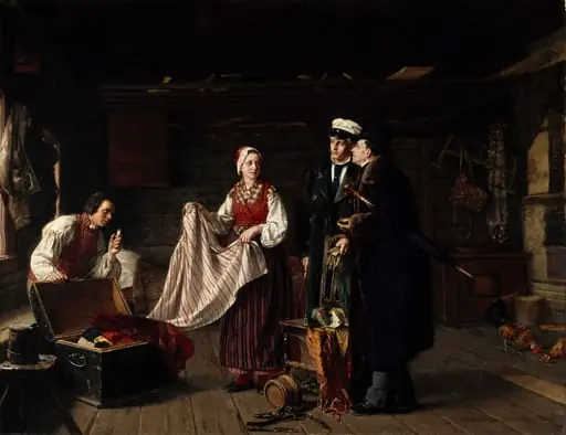 Kansanpukujen osto Säkylässä, by Arvid Liljelund