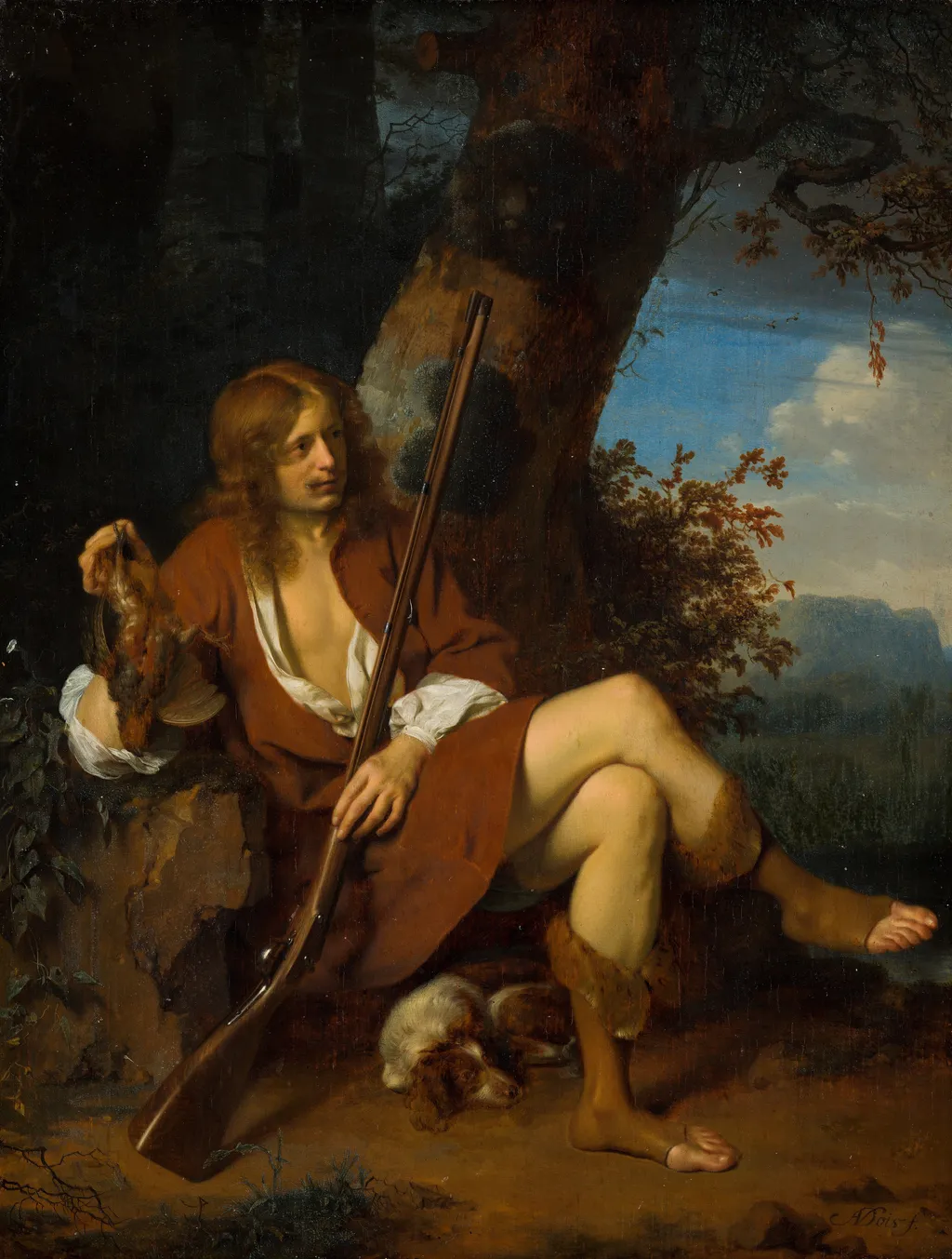 Self-Portrait as a Hunter, by Ary de Vois, oil, 1660