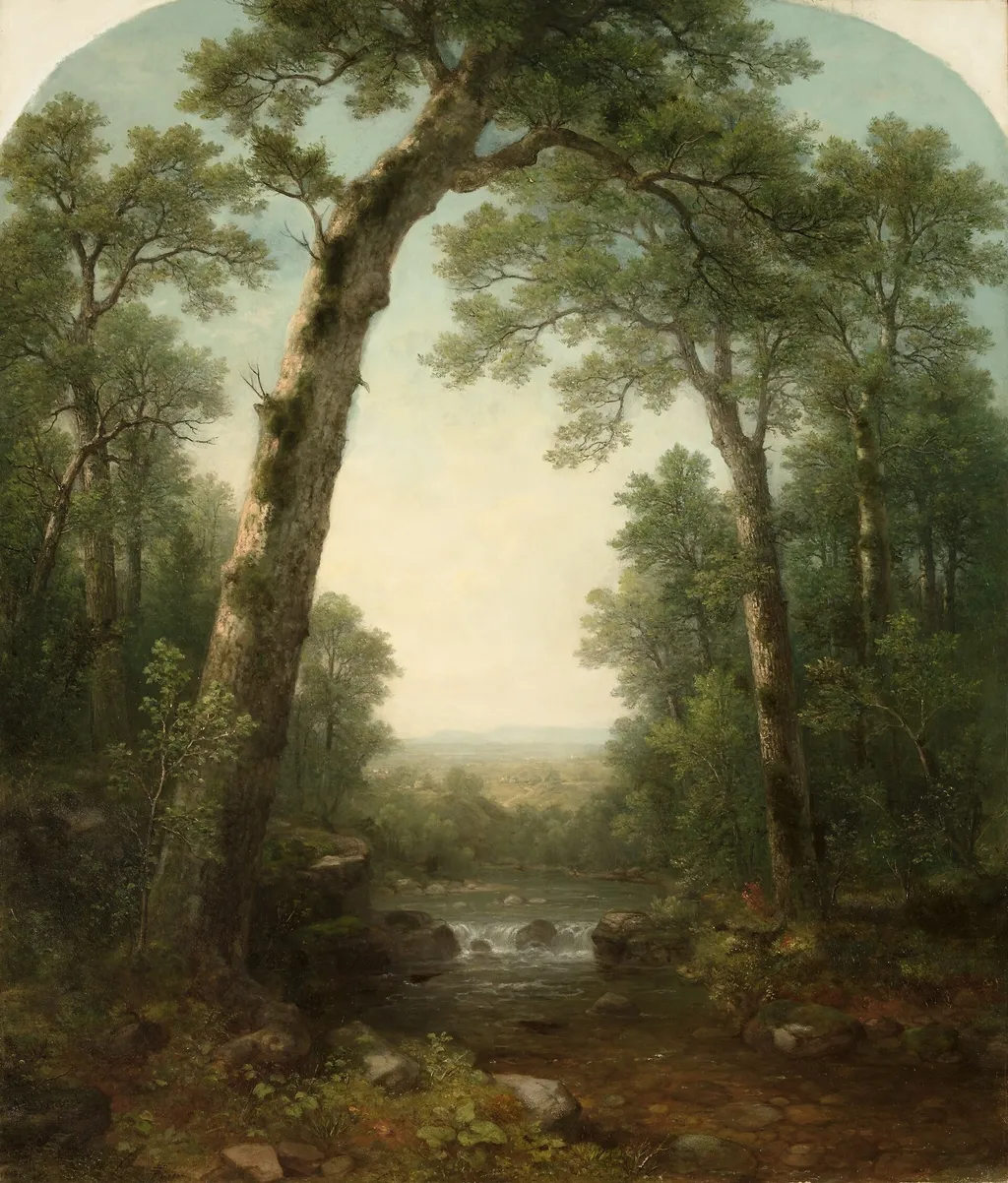 Forest Stream with Vista, by Asher Brown Durand, oil, 1872