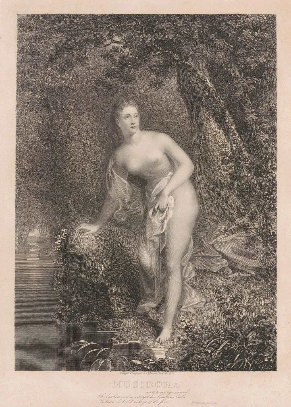 Musidora, by Asher Brown Durand, ink, 1825