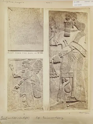 Assyrian sculpture, priest worshipping and genius worshipping, Paris:  Louvre
