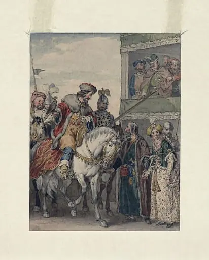 Prince John and Isaac the Jew at the Passage of Arms at Ashby, in the county of Leicester., by Atkinson