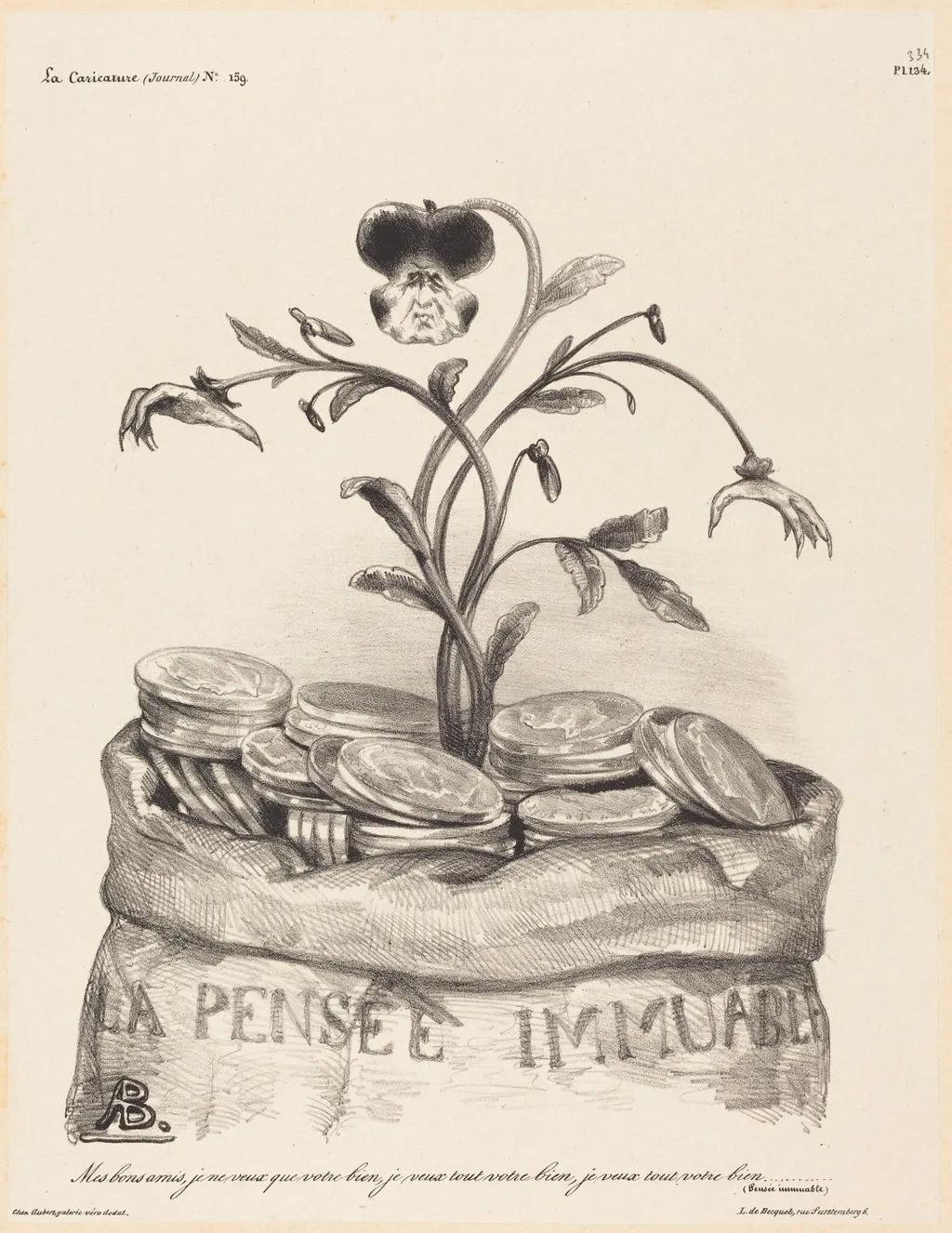 La Pensée Immunable, by Aubert, ink, 1823